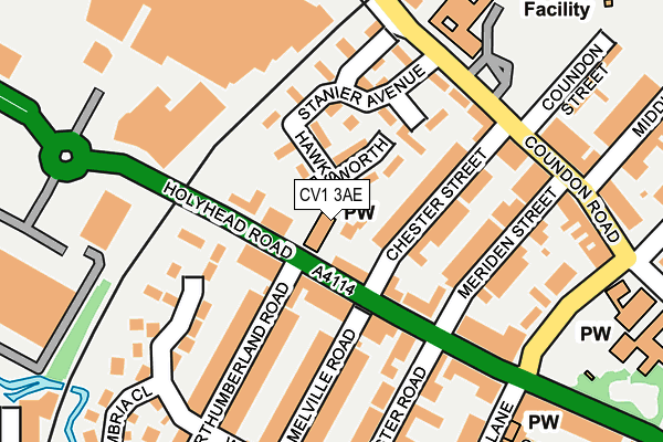 CV1 3AE map - OS OpenMap – Local (Ordnance Survey)