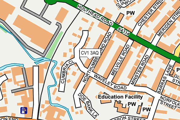 CV1 3AQ map - OS OpenMap – Local (Ordnance Survey)