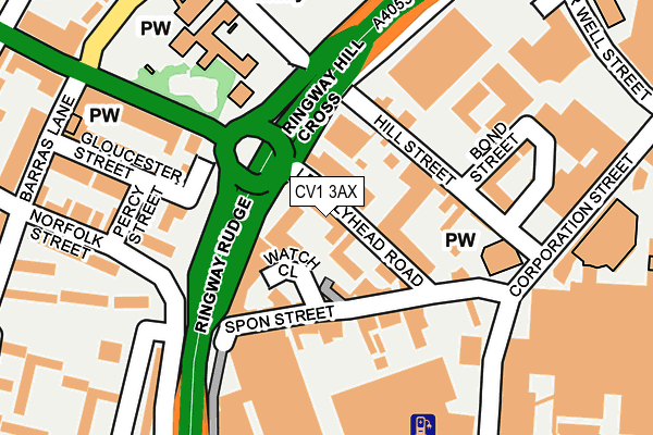 CV1 3AX map - OS OpenMap – Local (Ordnance Survey)
