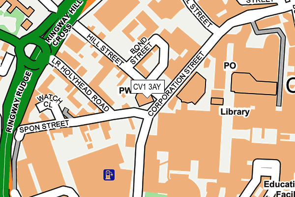 CV1 3AY map - OS OpenMap – Local (Ordnance Survey)
