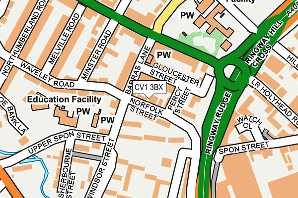 CV1 3BX map - OS OpenMap – Local (Ordnance Survey)