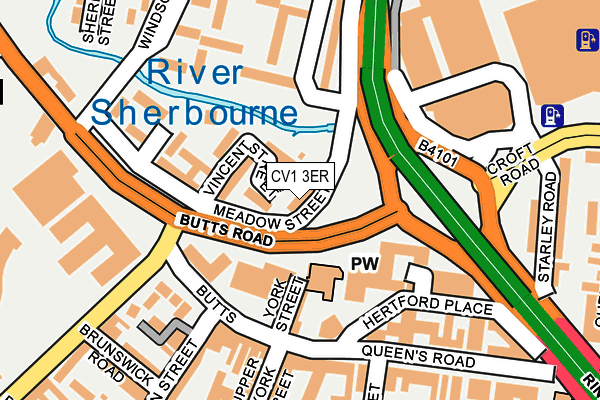 CV1 3ER map - OS OpenMap – Local (Ordnance Survey)