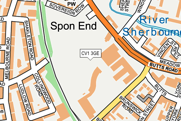 CV1 3GE map - OS OpenMap – Local (Ordnance Survey)