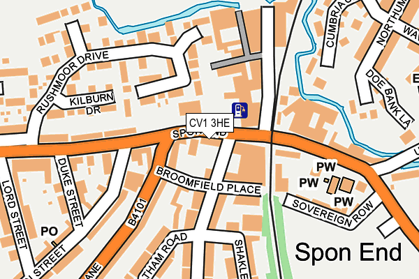 CV1 3HE map - OS OpenMap – Local (Ordnance Survey)