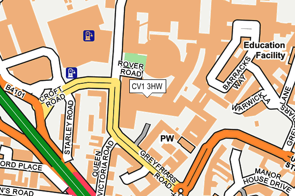 CV1 3HW map - OS OpenMap – Local (Ordnance Survey)