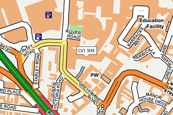 CV1 3HX map - OS OpenMap – Local (Ordnance Survey)