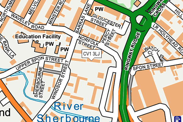 CV1 3LJ map - OS OpenMap – Local (Ordnance Survey)