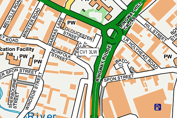 CV1 3LW map - OS OpenMap – Local (Ordnance Survey)