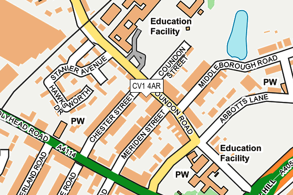 CV1 4AR map - OS OpenMap – Local (Ordnance Survey)