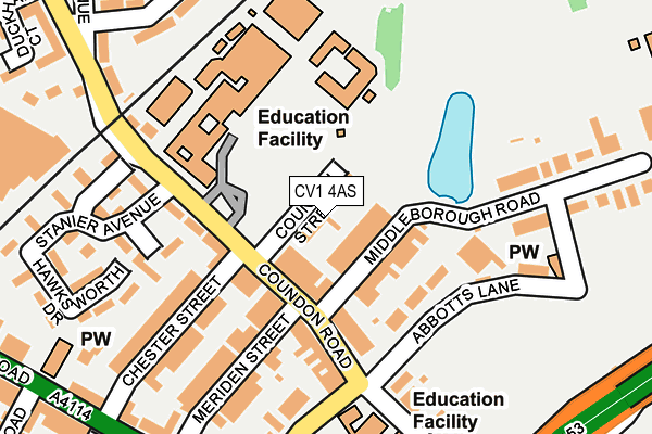 CV1 4AS map - OS OpenMap – Local (Ordnance Survey)