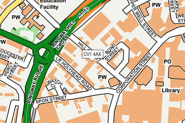 CV1 4AX map - OS OpenMap – Local (Ordnance Survey)