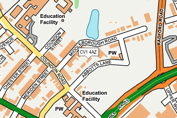 CV1 4AZ map - OS OpenMap – Local (Ordnance Survey)