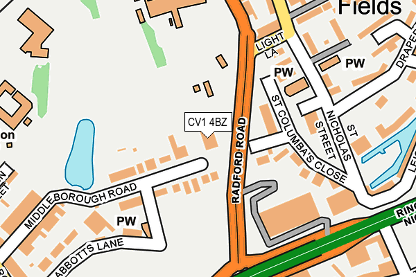CV1 4BZ map - OS OpenMap – Local (Ordnance Survey)