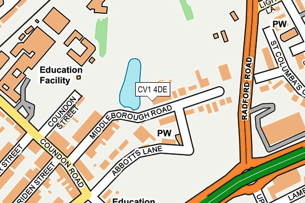 CV1 4DE map - OS OpenMap – Local (Ordnance Survey)