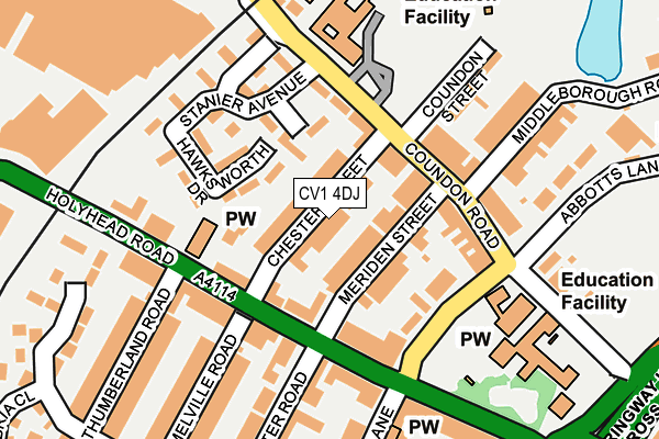 CV1 4DJ map - OS OpenMap – Local (Ordnance Survey)