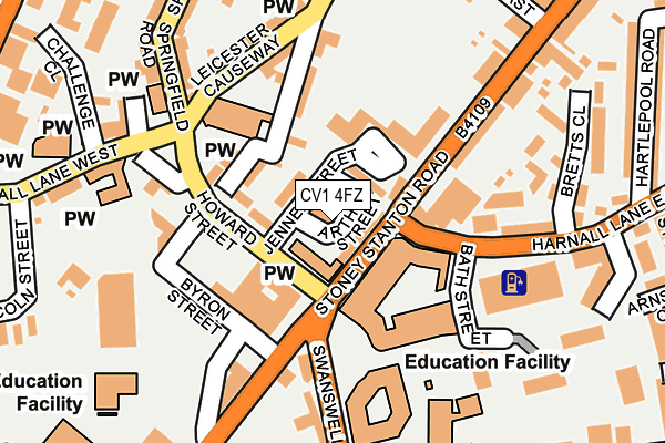 CV1 4FZ map - OS OpenMap – Local (Ordnance Survey)