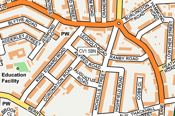 CV1 5BN map - OS OpenMap – Local (Ordnance Survey)