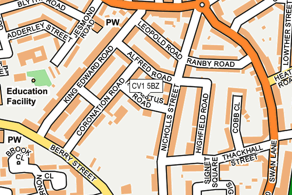 CV1 5BZ map - OS OpenMap – Local (Ordnance Survey)
