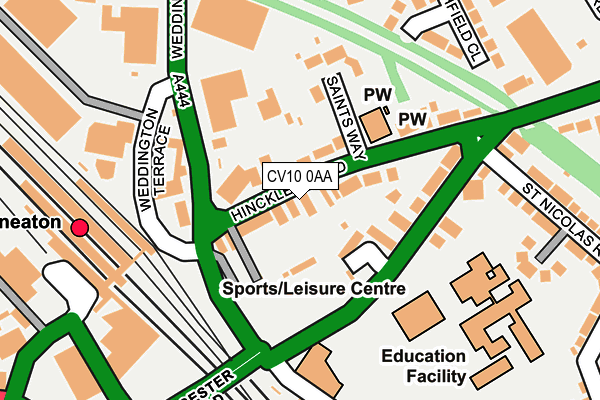 CV10 0AA map - OS OpenMap – Local (Ordnance Survey)