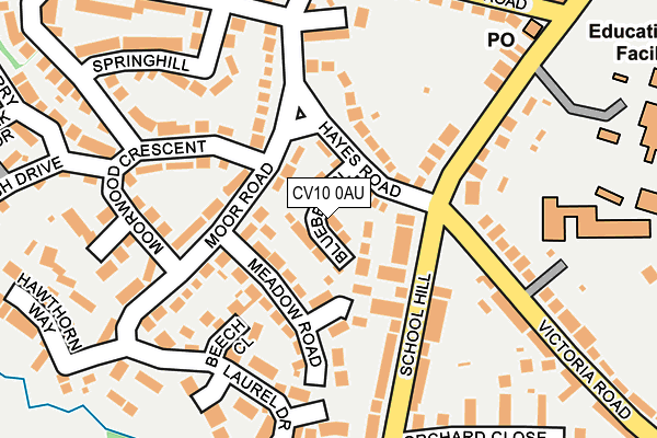 CV10 0AU map - OS OpenMap – Local (Ordnance Survey)
