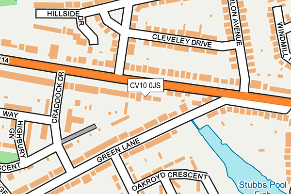 CV10 0JS map - OS OpenMap – Local (Ordnance Survey)