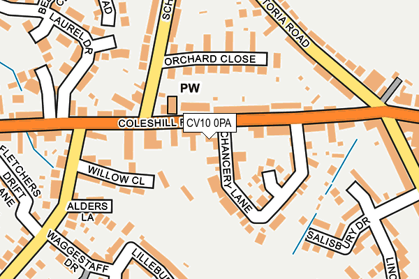 CV10 0PA map - OS OpenMap – Local (Ordnance Survey)