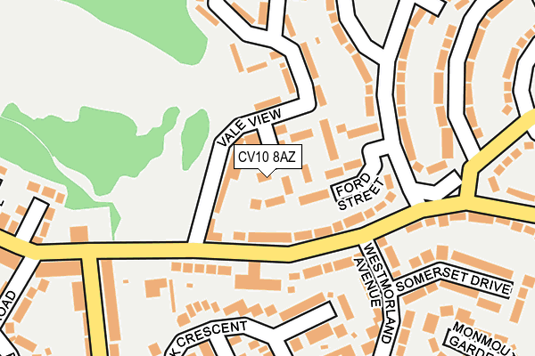 CV10 8AZ map - OS OpenMap – Local (Ordnance Survey)