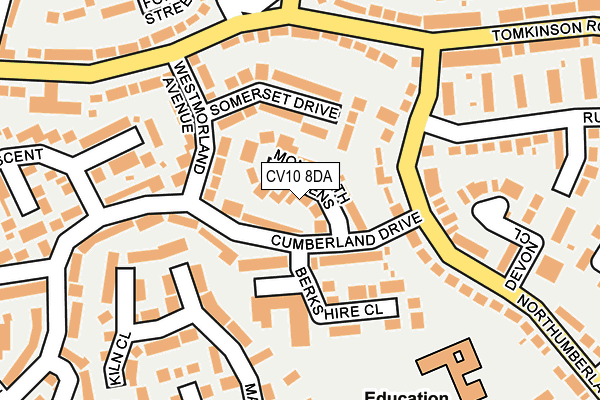 CV10 8DA map - OS OpenMap – Local (Ordnance Survey)