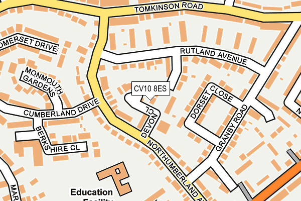 CV10 8ES map - OS OpenMap – Local (Ordnance Survey)