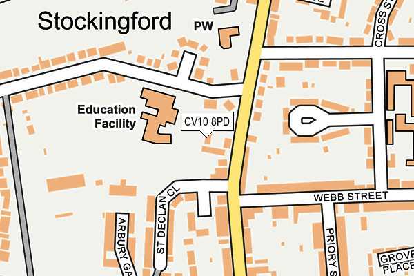 CV10 8PD map - OS OpenMap – Local (Ordnance Survey)