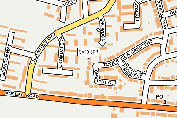 CV10 8PR map - OS OpenMap – Local (Ordnance Survey)