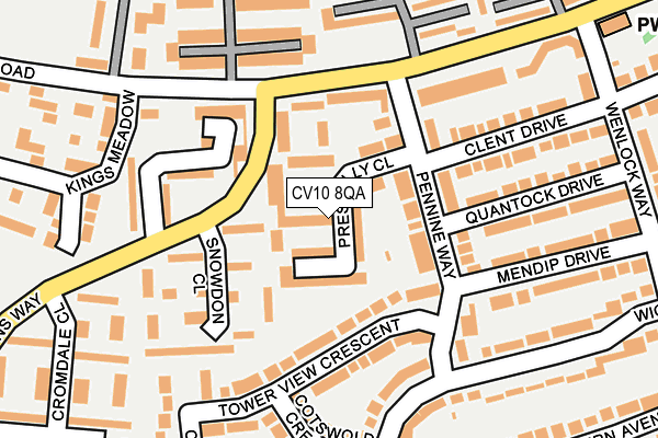 CV10 8QA map - OS OpenMap – Local (Ordnance Survey)