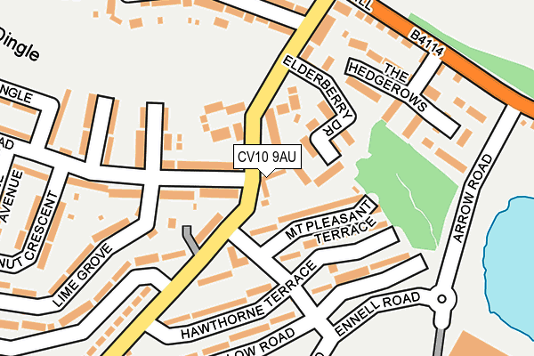 CV10 9AU map - OS OpenMap – Local (Ordnance Survey)