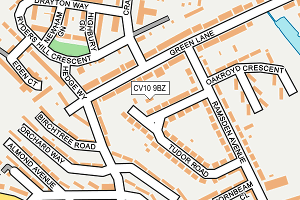 CV10 9BZ map - OS OpenMap – Local (Ordnance Survey)