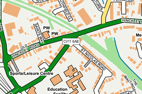 CV11 6AB map - OS OpenMap – Local (Ordnance Survey)