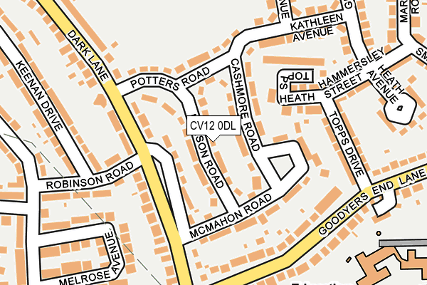 CV12 0DL map - OS OpenMap – Local (Ordnance Survey)