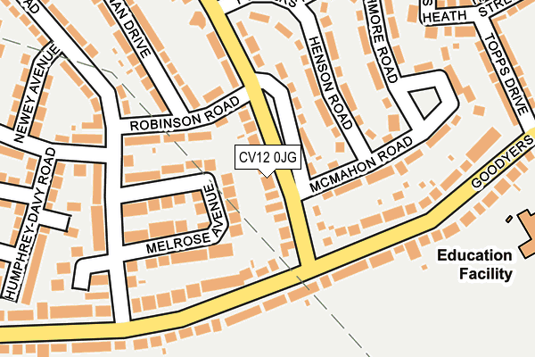 CV12 0JG map - OS OpenMap – Local (Ordnance Survey)