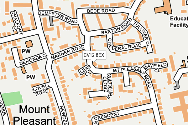 CV12 8EX map - OS OpenMap – Local (Ordnance Survey)