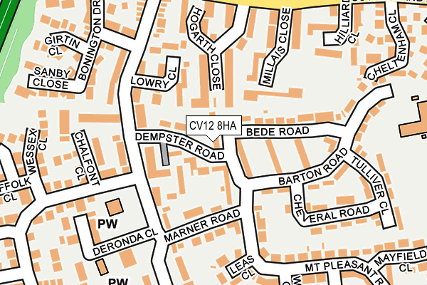 CV12 8HA map - OS OpenMap – Local (Ordnance Survey)