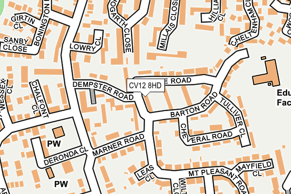 CV12 8HD map - OS OpenMap – Local (Ordnance Survey)