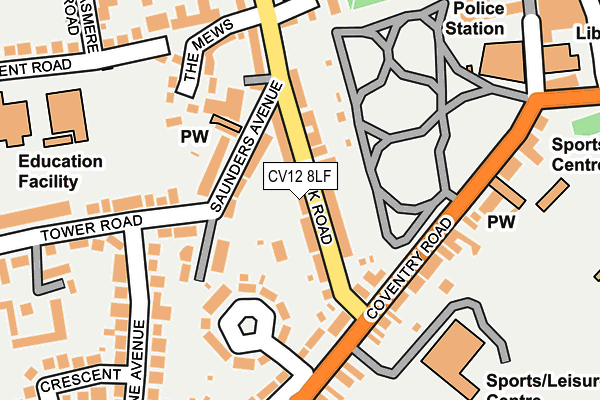 CV12 8LF map - OS OpenMap – Local (Ordnance Survey)