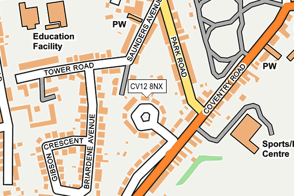 CV12 8NX map - OS OpenMap – Local (Ordnance Survey)
