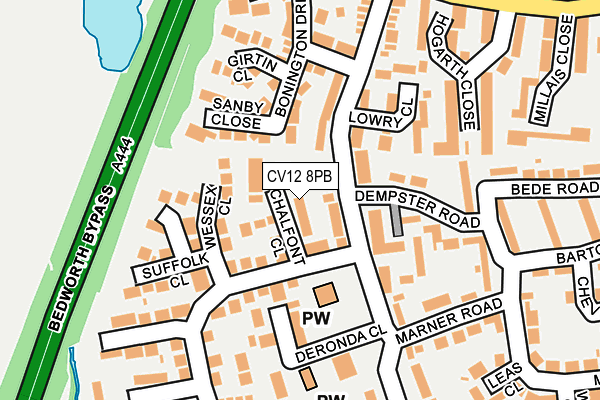 CV12 8PB map - OS OpenMap – Local (Ordnance Survey)