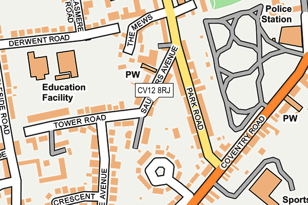 CV12 8RJ map - OS OpenMap – Local (Ordnance Survey)