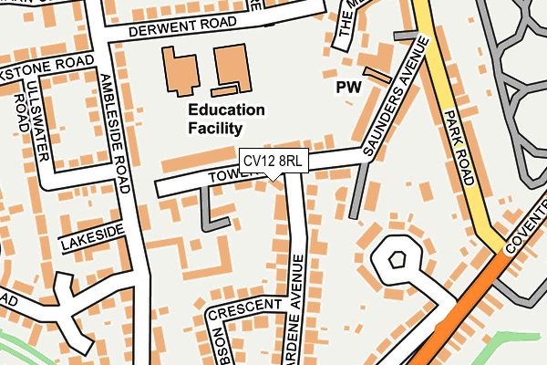 CV12 8RL map - OS OpenMap – Local (Ordnance Survey)