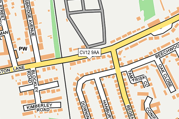 CV12 9AA map - OS OpenMap – Local (Ordnance Survey)