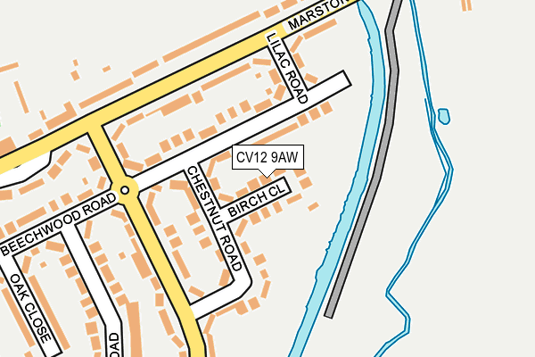 CV12 9AW map - OS OpenMap – Local (Ordnance Survey)