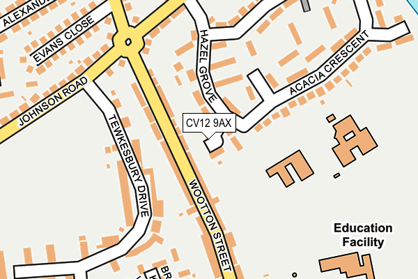 CV12 9AX map - OS OpenMap – Local (Ordnance Survey)