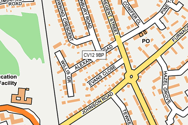 CV12 9BP map - OS OpenMap – Local (Ordnance Survey)