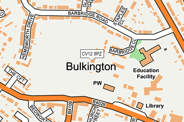 CV12 9PZ map - OS OpenMap – Local (Ordnance Survey)